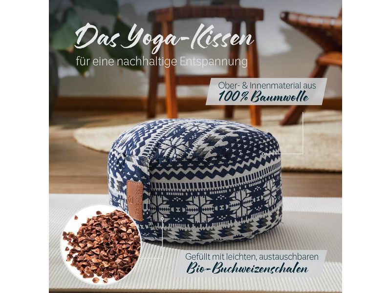 DoYourYoga Yoga-Kissen Vishnu Buchweizenschalen, Mehrfarbig Yogarolle