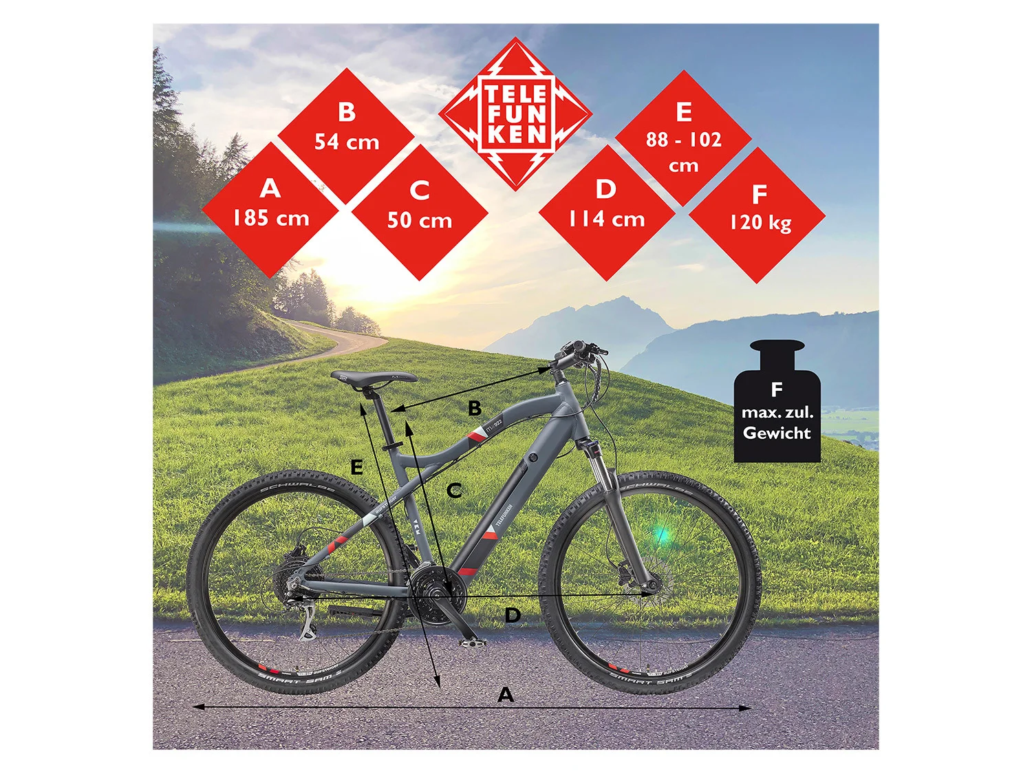 TELEFUNKEN E-Bike Mountainbike &raquo;Aufsteiger M922&laquo;, MTB, 27,5 / 29 Zoll