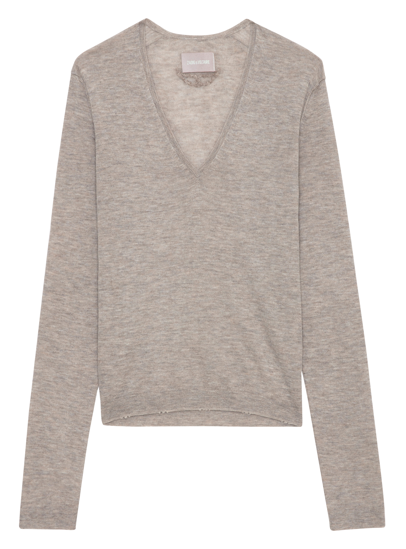 RIVY - Pull droit col V en cachemire | Beige