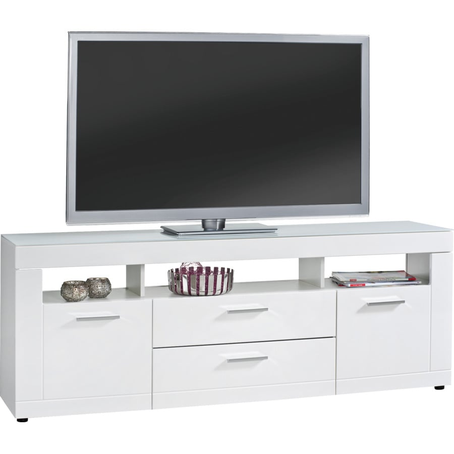 Vitrine Atlantis Dekor MDF weiss 75 x 194 x 40 cm