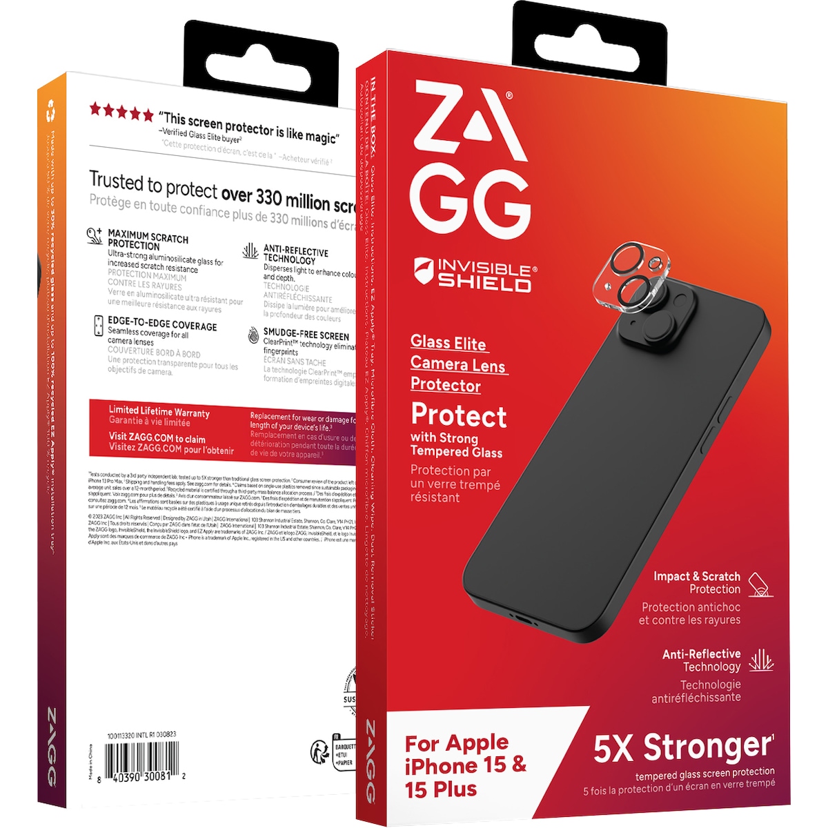 ZAGG InvisibleShield iPhone 15/iPhone 15 Plus Linsebeskyttelse Glass Elite Camera Lens Protector