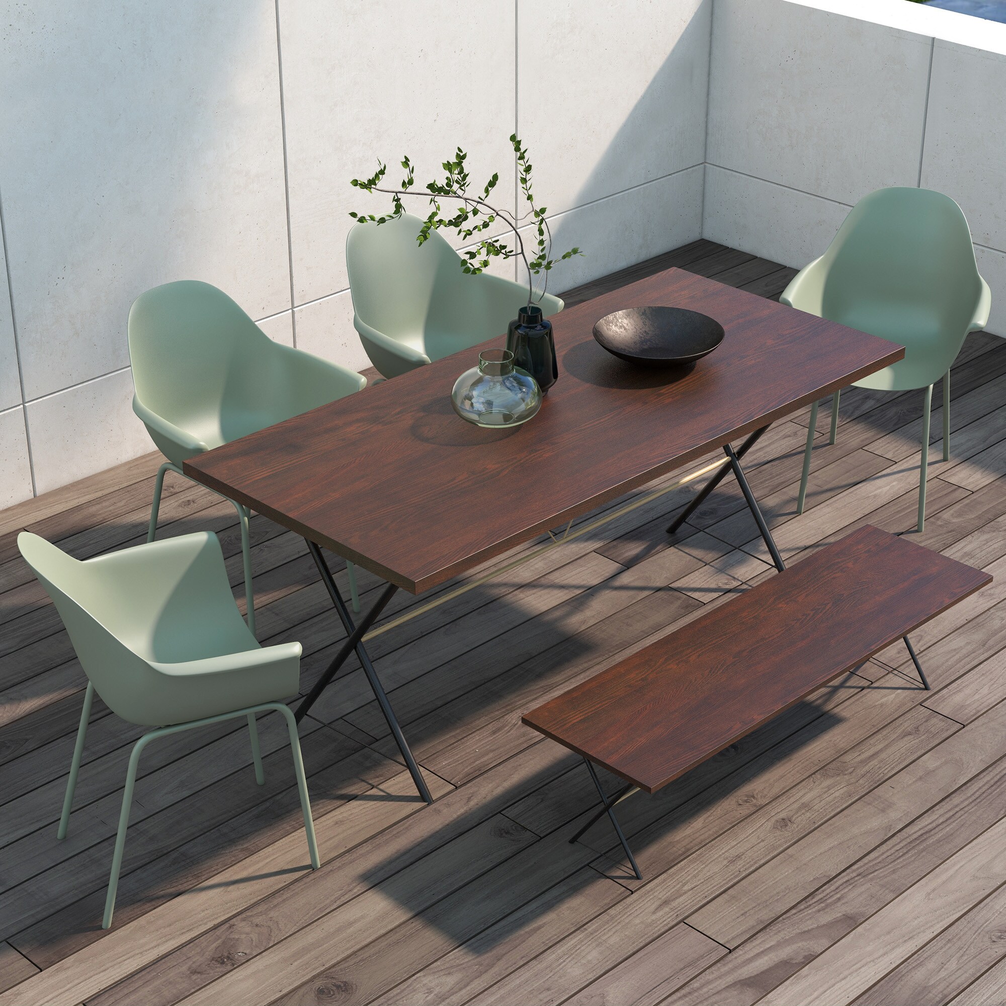 Outsunny Gartenstühle stapelbar im 4er-Set grün 59L x 55B x 84H cm