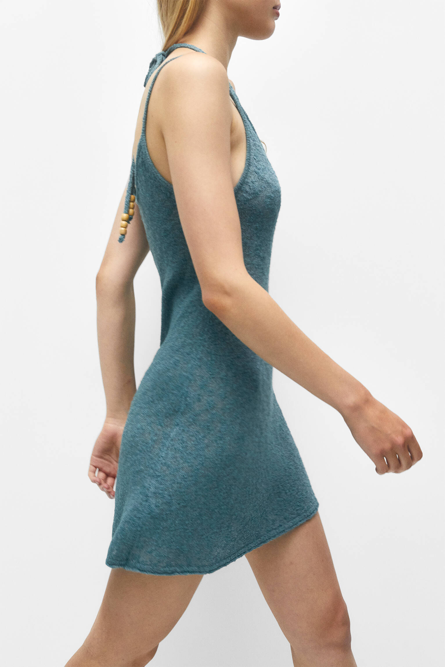 VESTIDO CURTO DE MALHA MULTIPOSIÇÃO - VERDE-PATO