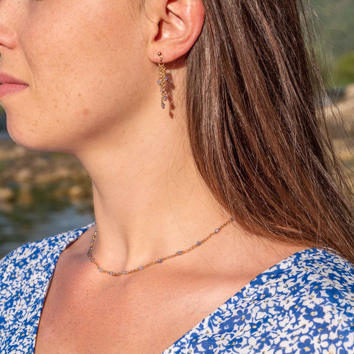 Boucles d'oreilles Bianca en pierres Tanzanite