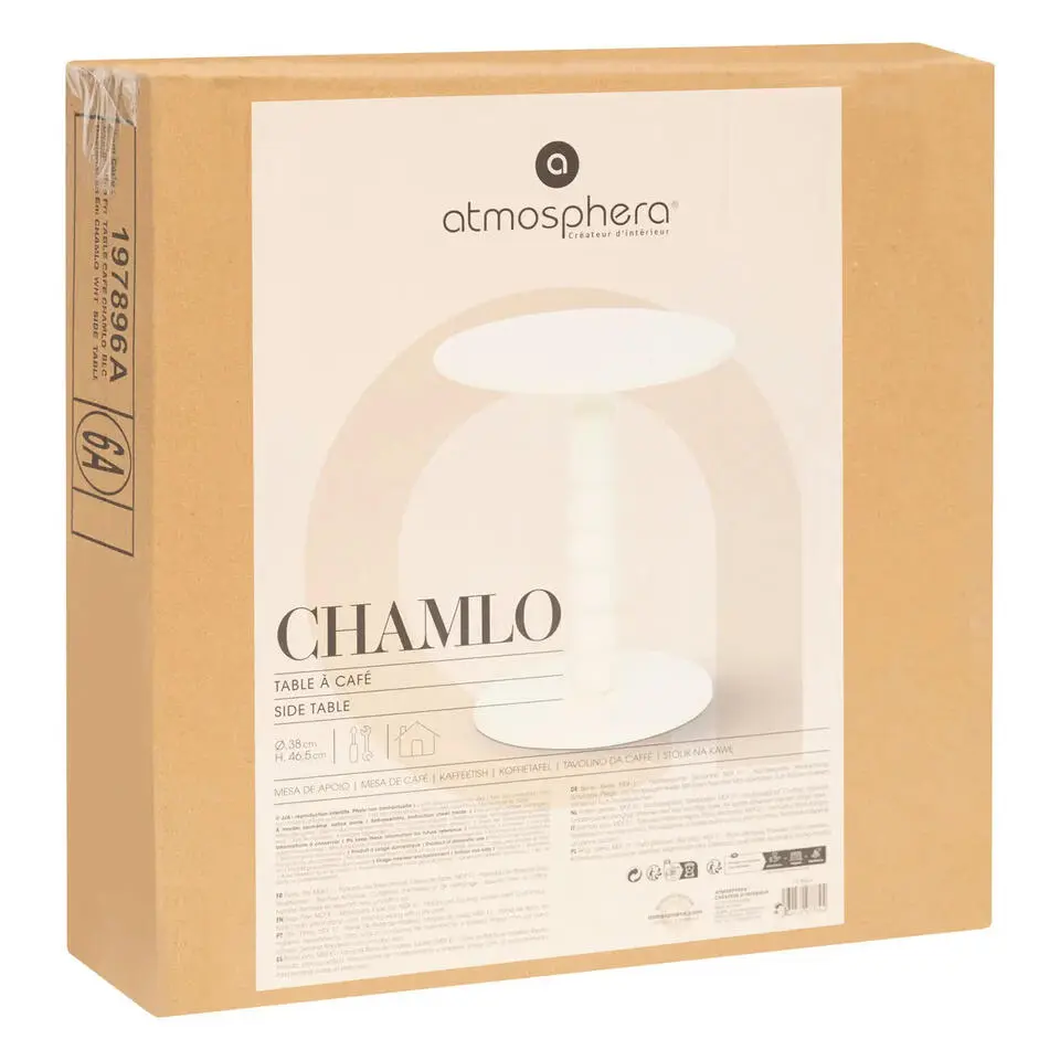 Atmosphera Bijzettafeltje Bologna - wit - D38x H46 cm - MDF