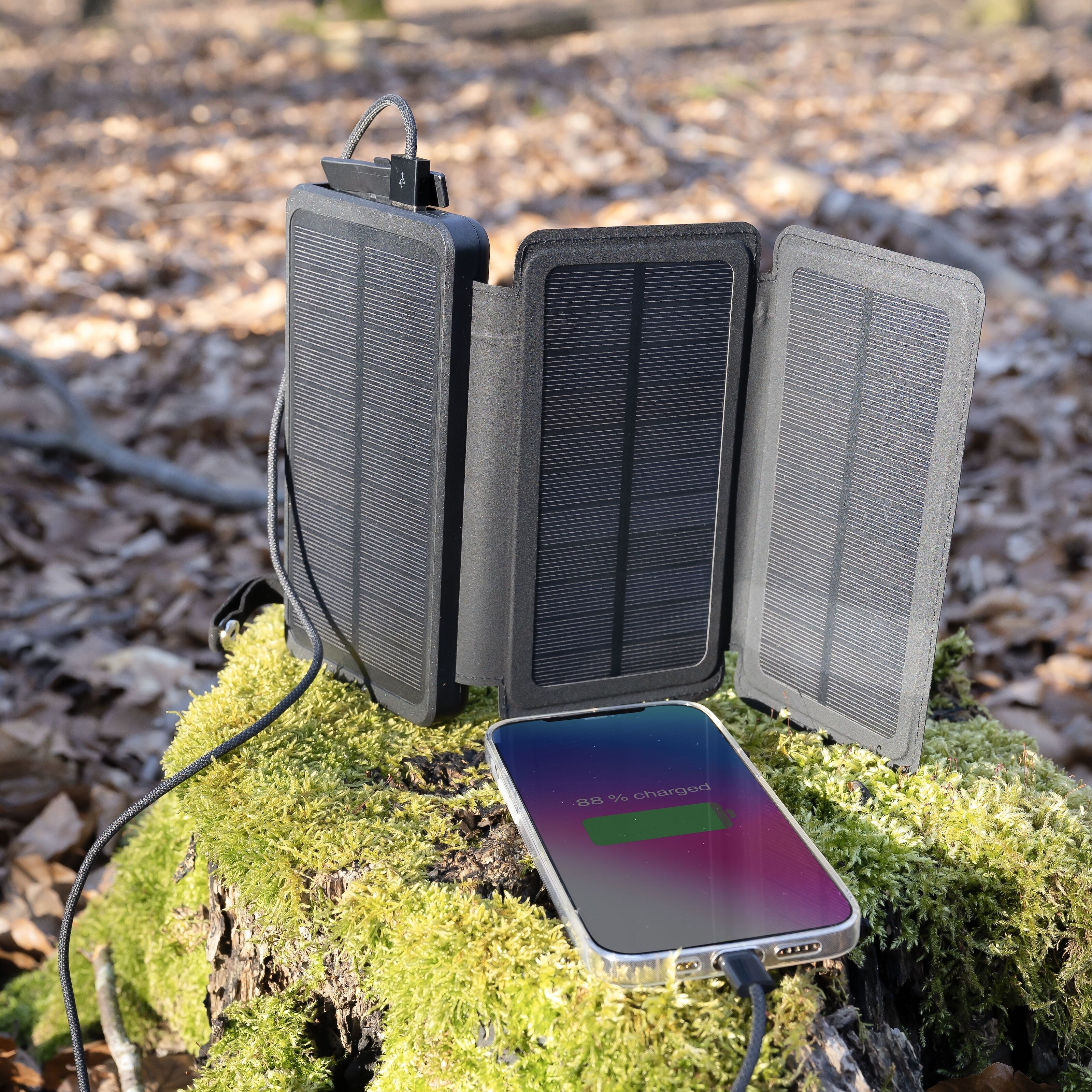 Linocell Powerbank med solcellelading 16 000 mAh