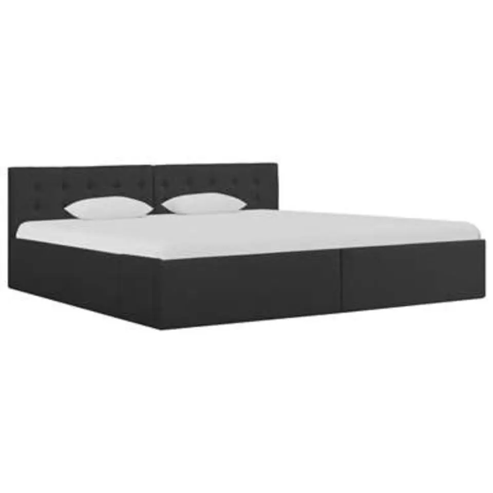 vidaXL - Bed met opbergruimte - Hydraulische- Donkergrijs - Stof - 180x200 cm