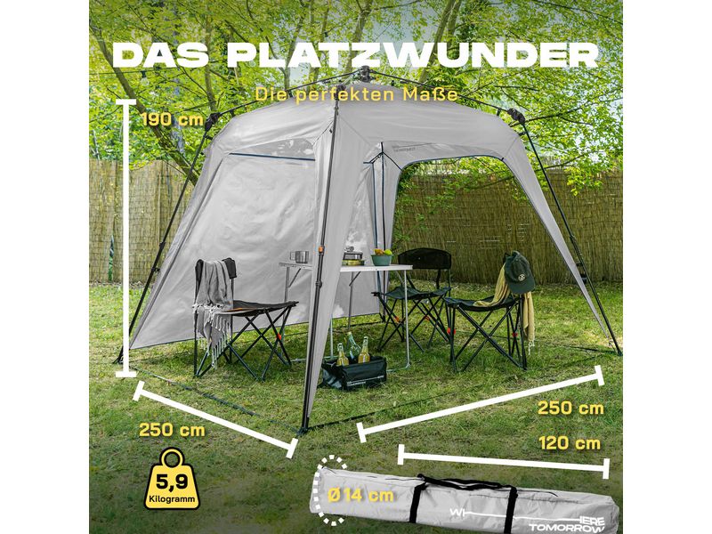 Where tomorrow Pavillon Pop Up - Hellgrau Outdoor-Pavillon mit Seitenschutz