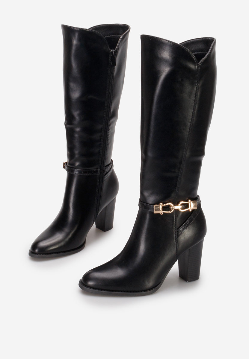 Bottes à talon carré noires Casara V2