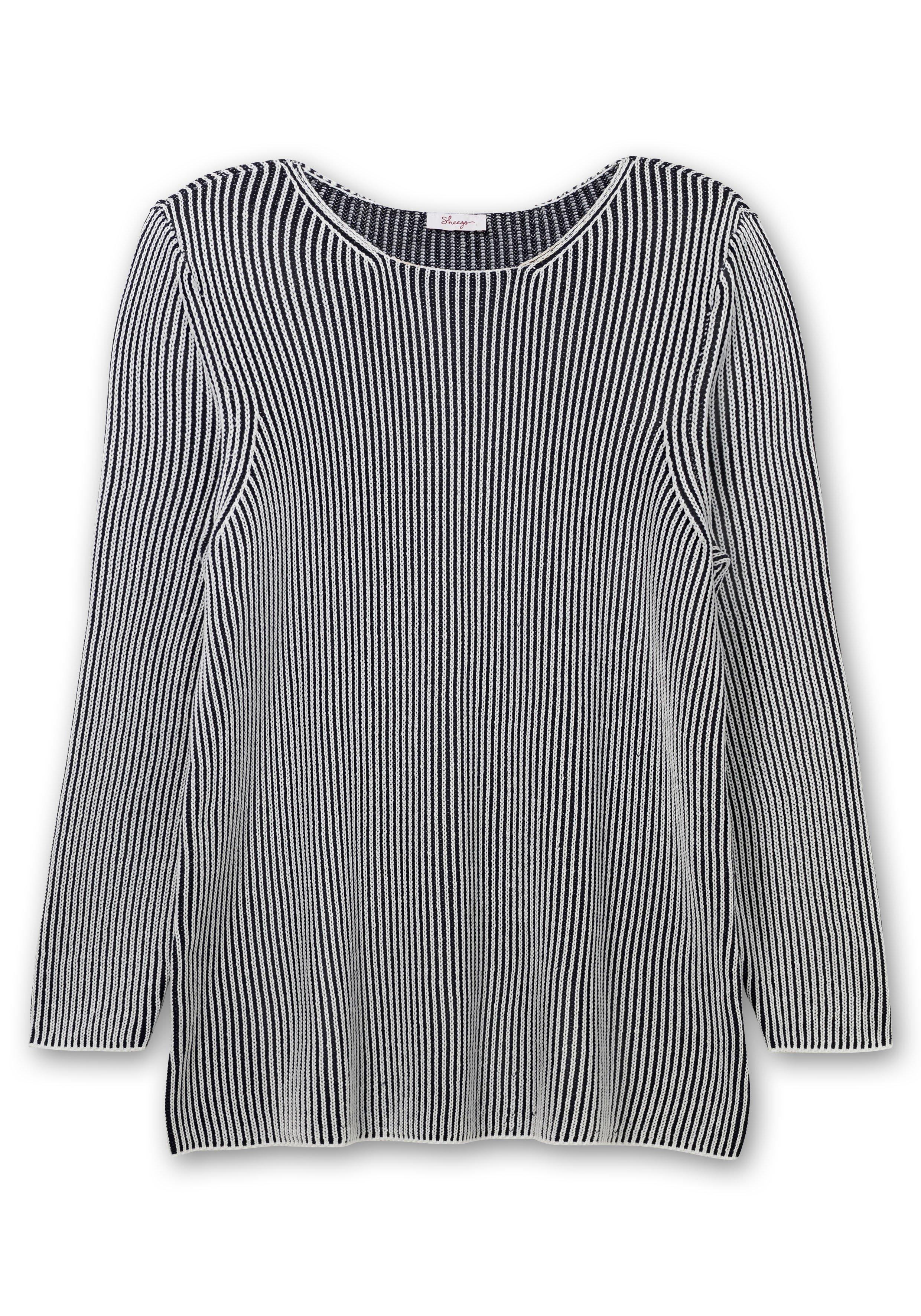 Strickpullover in zweifarbiger Rippoptik