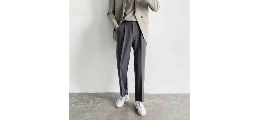 Blueforce - Mid Rise Plain Cropped Tapered Dress Pants