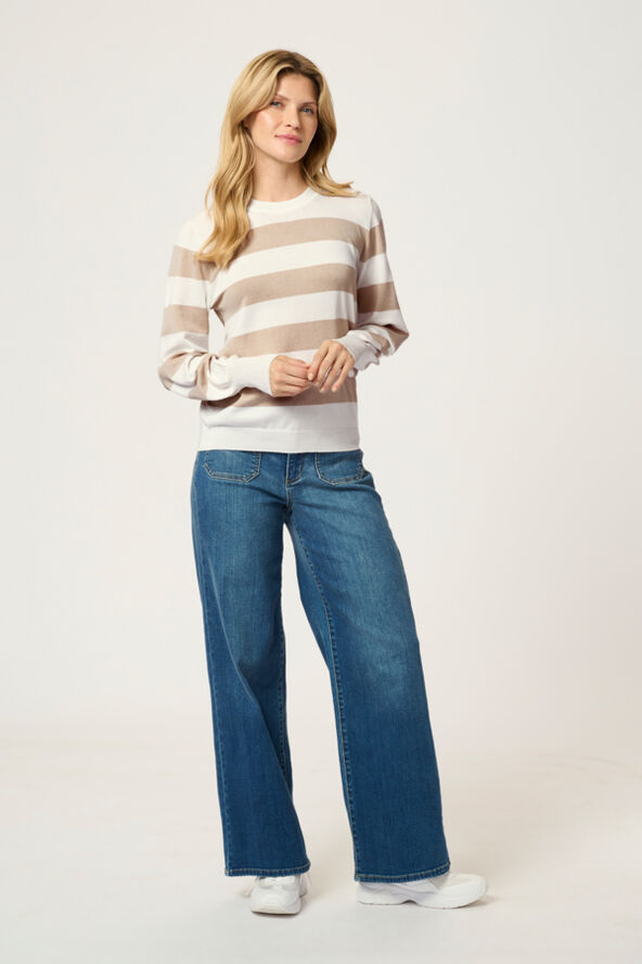 Kaffe KAlizza Striped Pullover Chalk/feather grey bold stripe