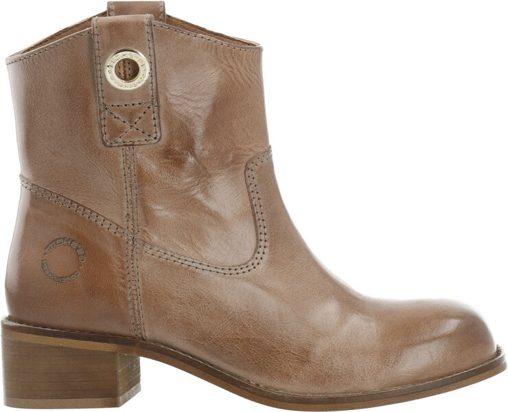 Cashott CASVILMA Pull On Low Cut Boot Waxy Leather Cognac