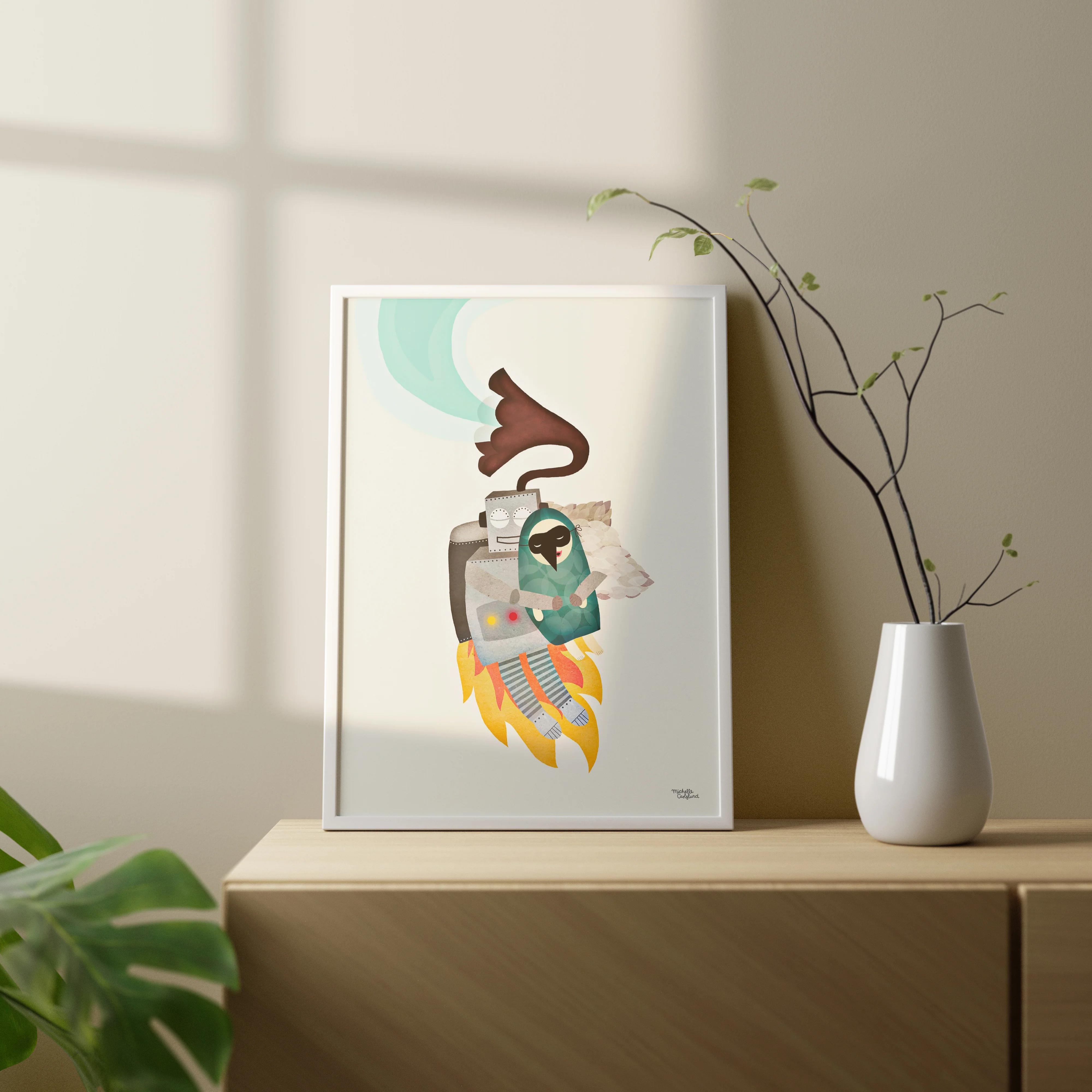 Poster & Frame  Robot and Bird plakat - mix