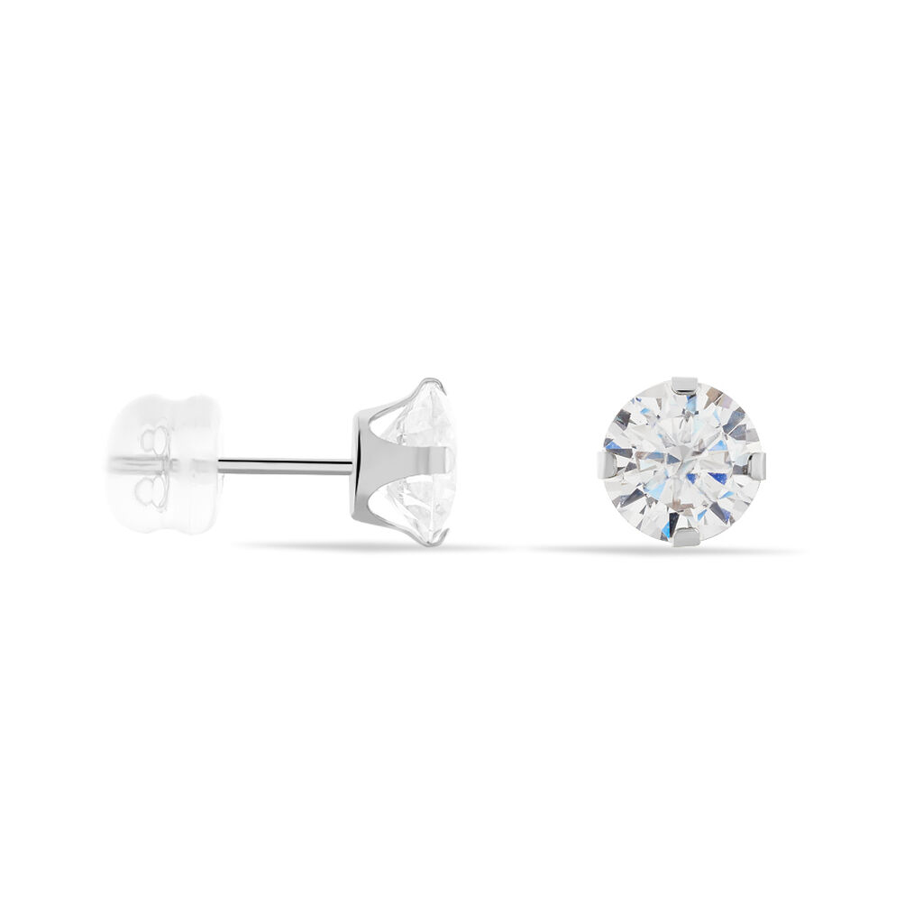 Boucles D'oreilles Puces Eddie Or Blanc Oxyde De Zirconium
