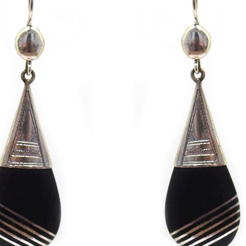 Boucle d'oreille touareg goutte ébène