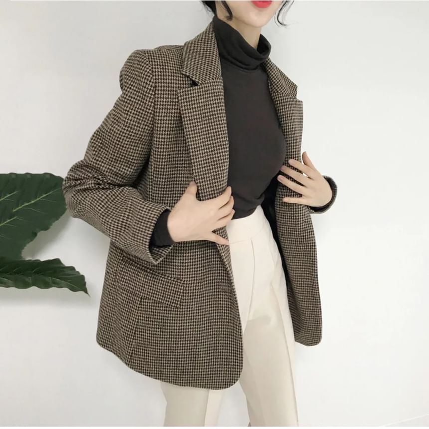 ISSOL - Pied-de-poule blazer met enkele rij knopen