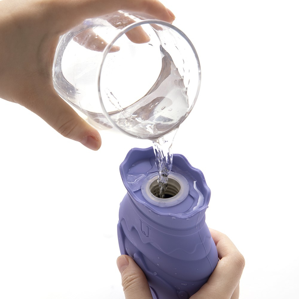 (260ml) 14x10cm Wärmeflasche Handwärmer mit Stoff Bezug - Grün