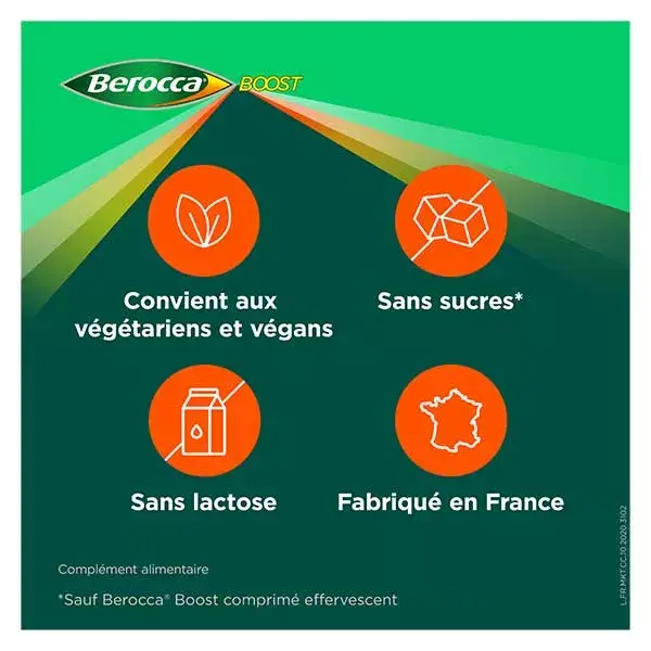 Berocca Boost Magnésio, Vitaminas, Cafeína e Guaraná, 30 comprimidos efervescentes