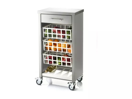 Desserte, chariot de cuisine – Gris, Inox - 93*48*34cm - MOHER