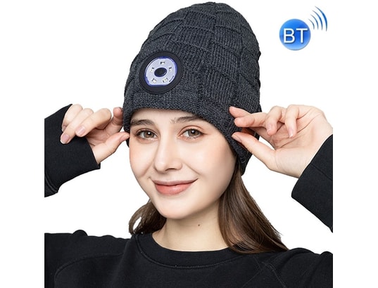 YONIS - Bonnet connecté bluetooth 5.0 led lumineux musique tricoté p...
