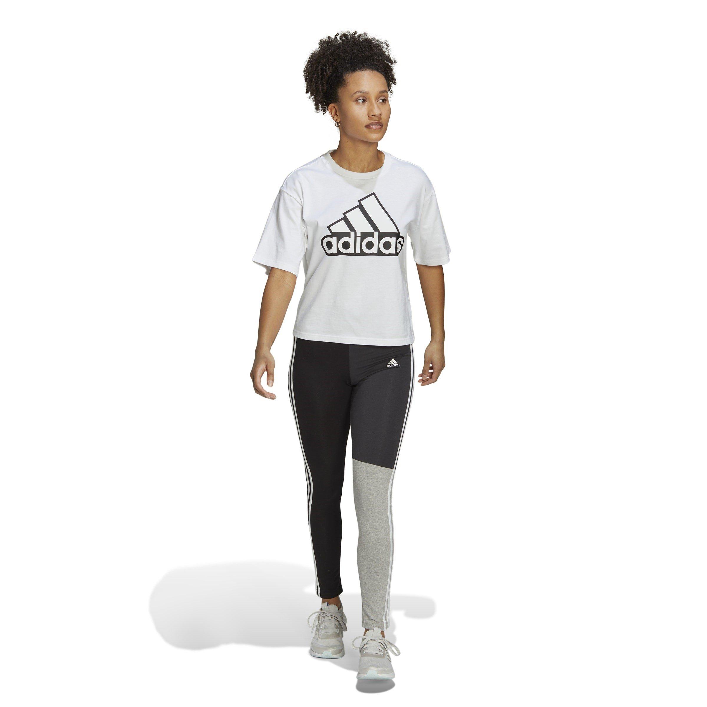 adidas Essentials 3 Stripes Colourblock Cotton Leggings Womens
