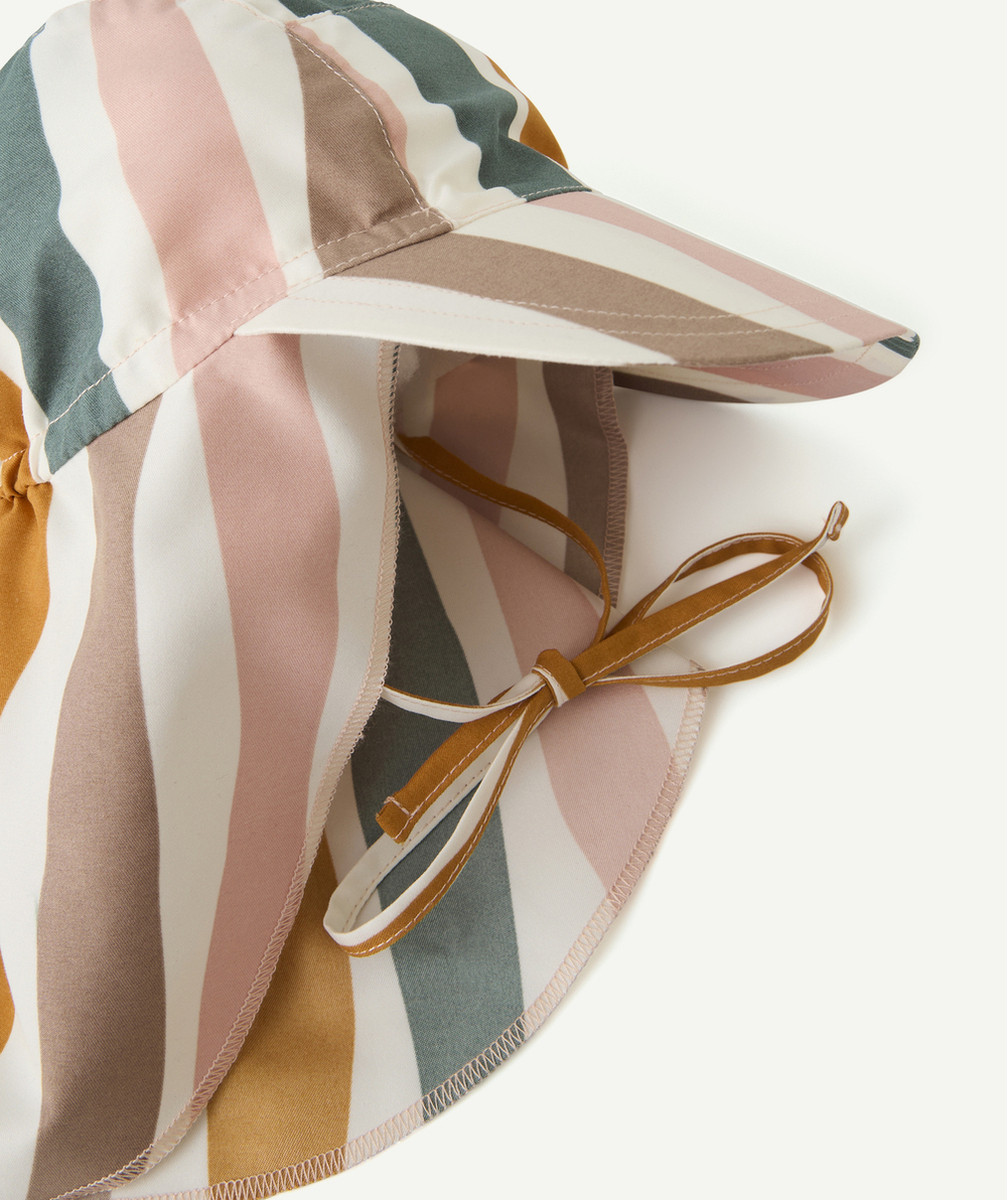 LASSIGCASQUETTE ANTI-UV BÉBÉ FILLE AVEC IMPRIMÉ RAYURES COLORÉES
