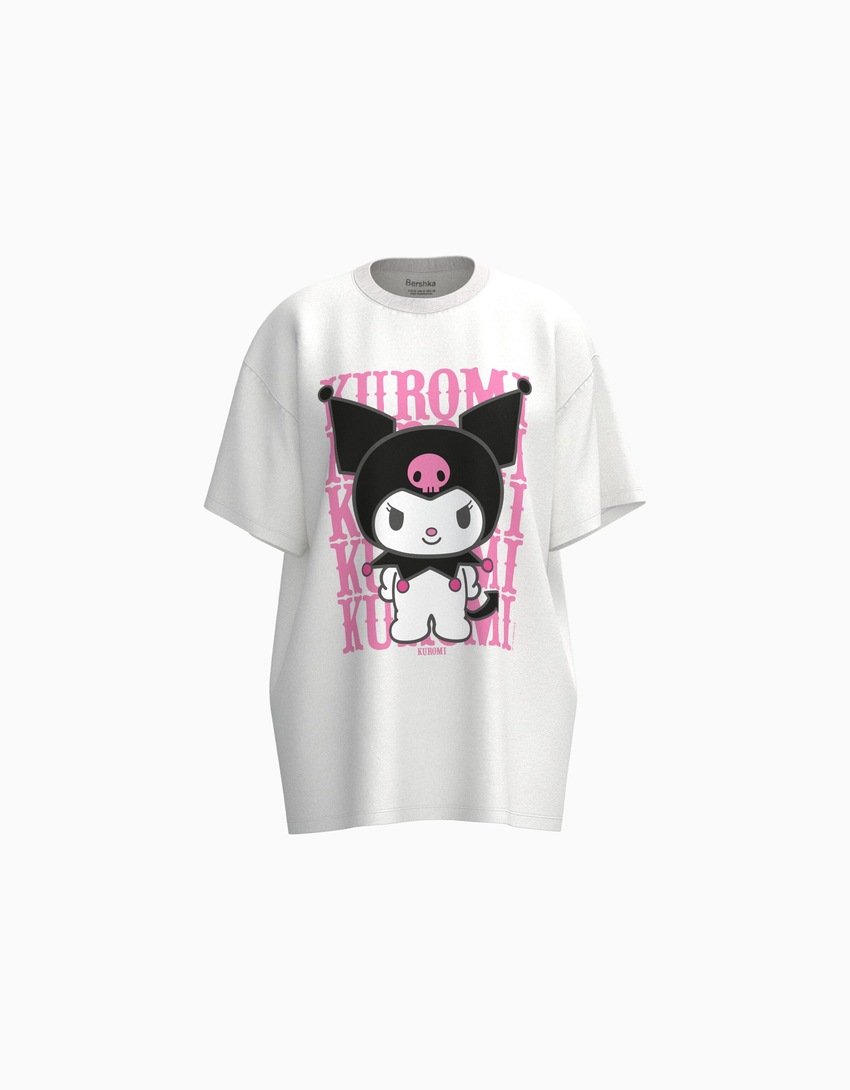 Camiseta oversized de manga curta com estampa Kuromi