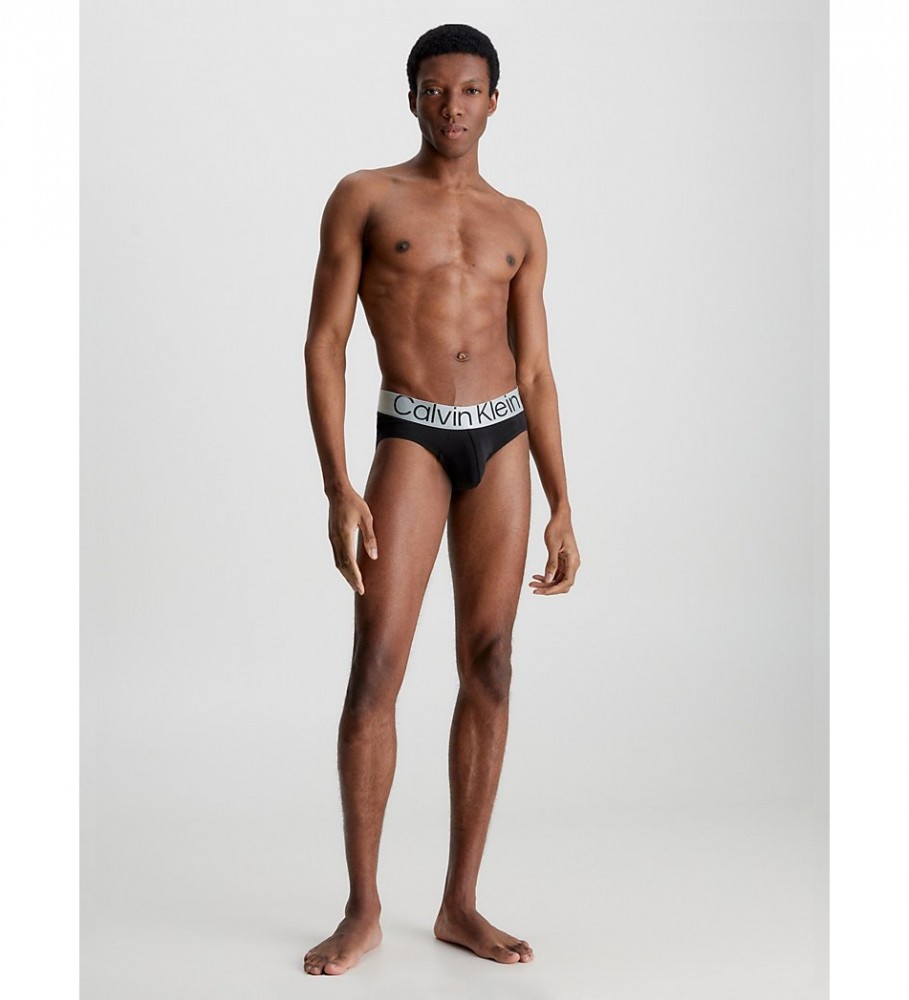Conjunto de 3 calcinhas Calvin Klein Steel Cotton nas cores preto, branco e cinza.