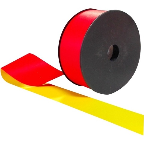 Rubalise textile jaune rouge fluo NF P98-465 – Barrière chantier 50 x 50 mm