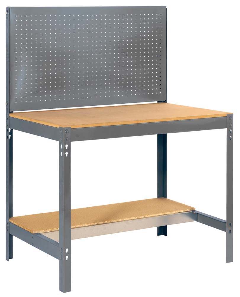 PROREGAL Buffalo werkbank met gereedschapswand, afmetingen (H x B x D): 84 x 120 x 61 cm, draagvermogen: 600 kg, grijs