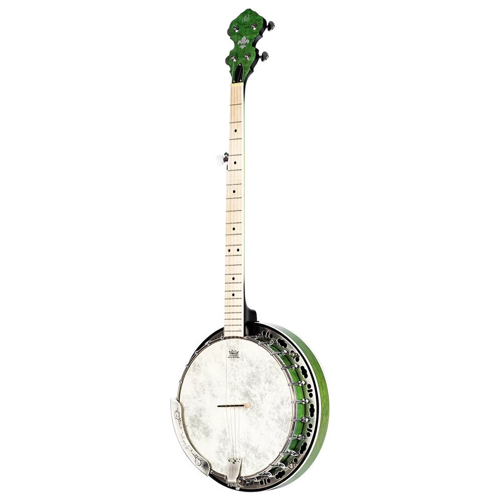 Ortega Falcon Series 5-string Banjo Transparent Green elektrisch-akoestische banjo met gigbag