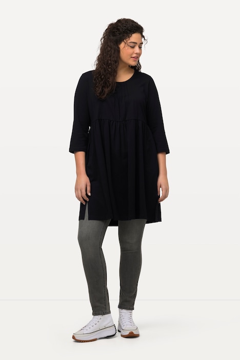 Longshirt, Biesen, A-Linie, Rundhals, 3/4-Arm