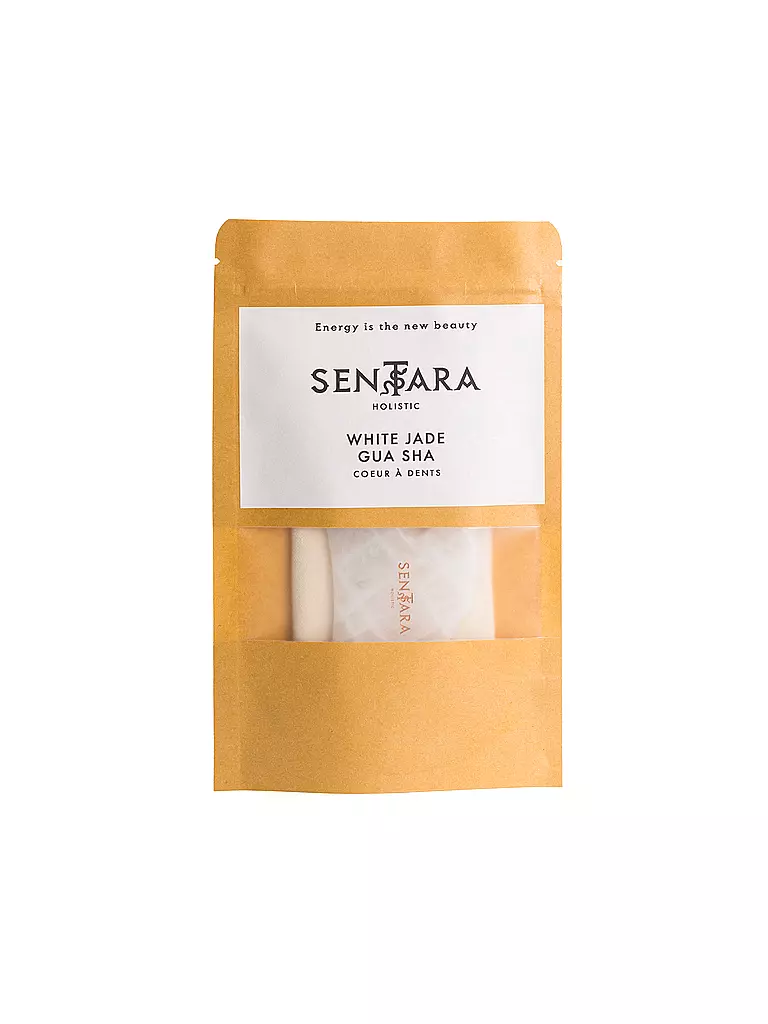 SENTARA Massagestein - Gua Sha Horn mit Zähnen Weisse Jade  weiss