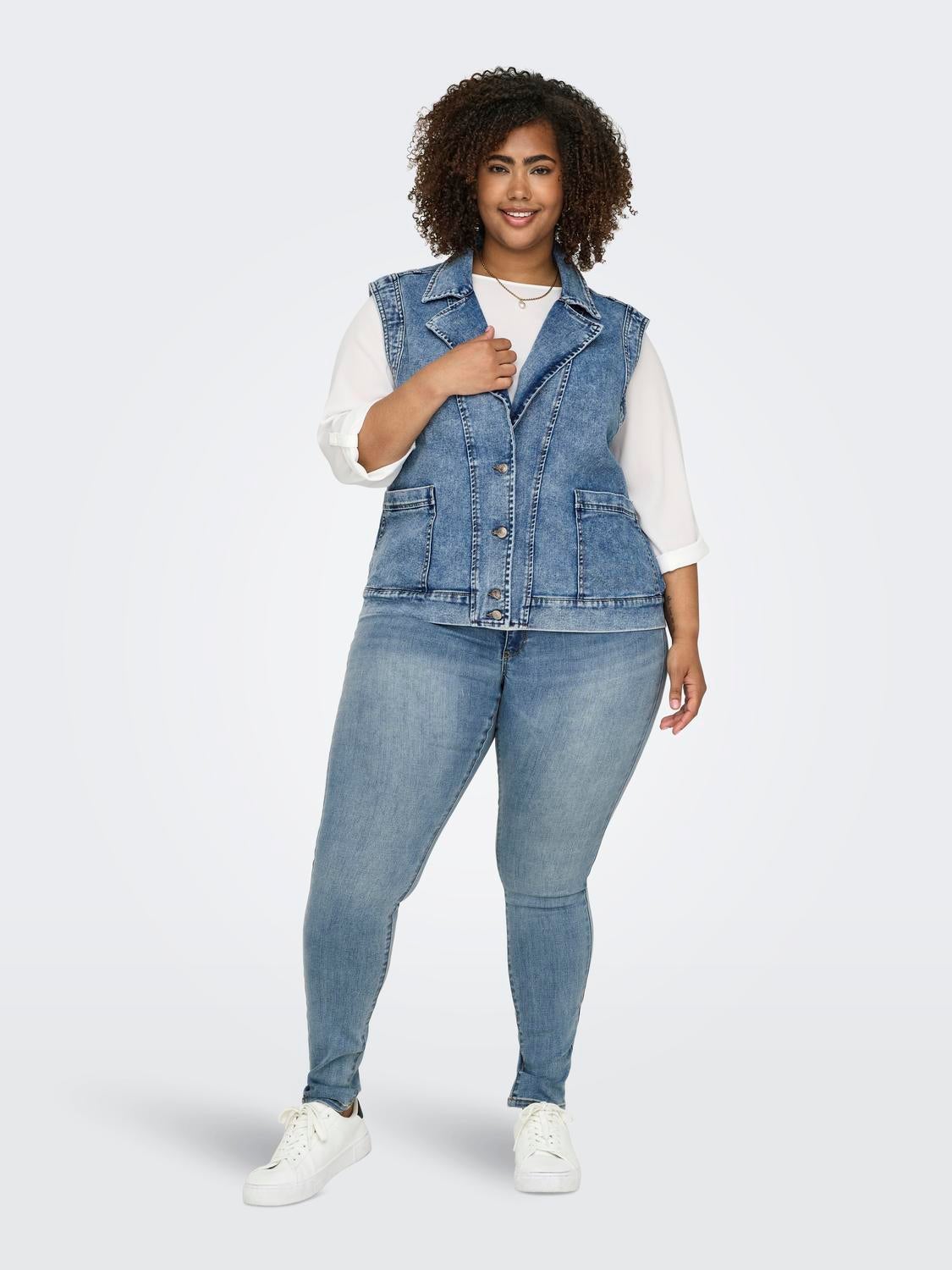 CARROSE Hohe Taille Skinny Fit Jeans Light Blue Denim