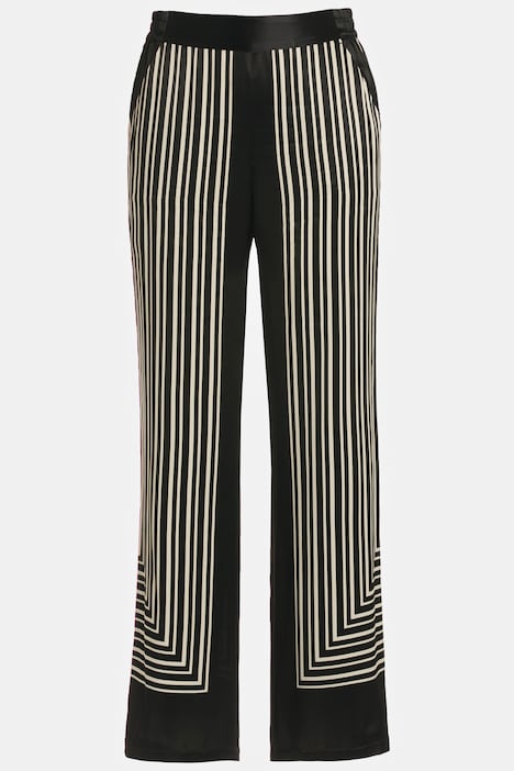 Satinhose Rose, Linien-Design, weites Bein, Elastikbund