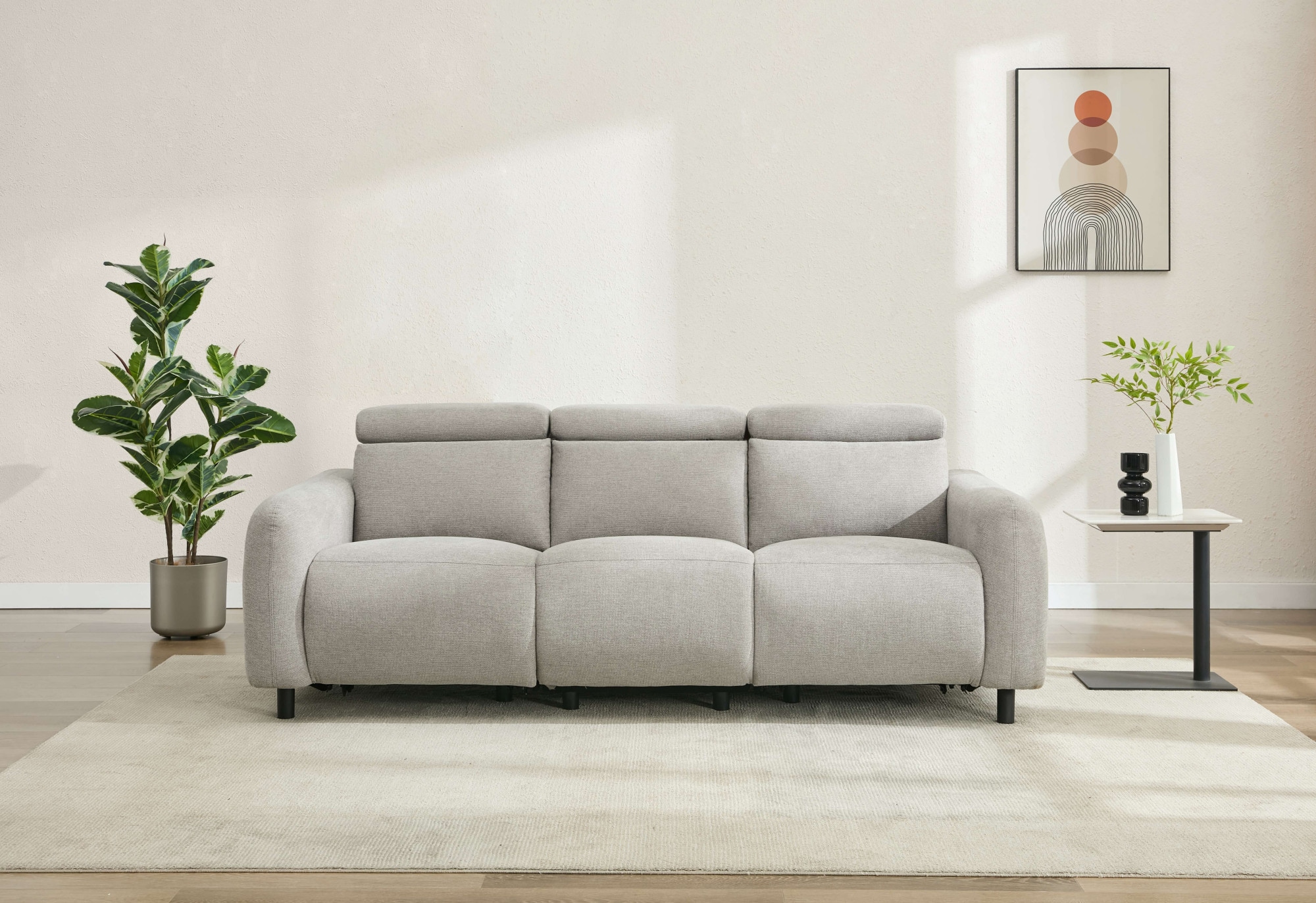 Home affaire 3-Sitzer »SKAANE Struktur-Sofa, 229 cm, manuelle-u. elektrische Relaxfunktion« Relax-Funktion in 2 Sitzen, Kopfteilverstellung, Federkernpolsterung