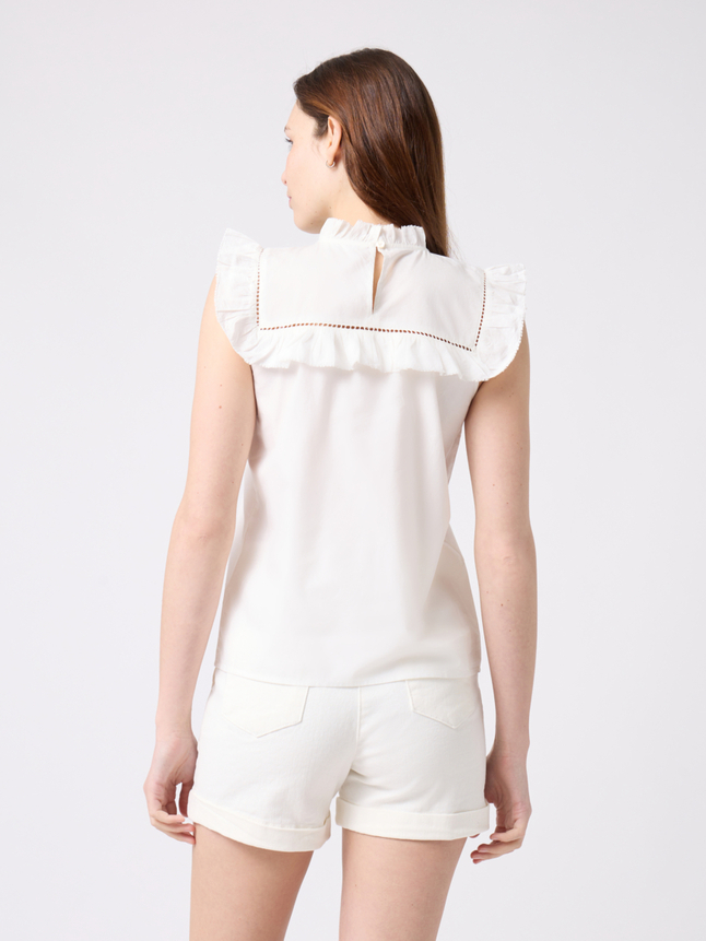 Blouse brodée sans manche