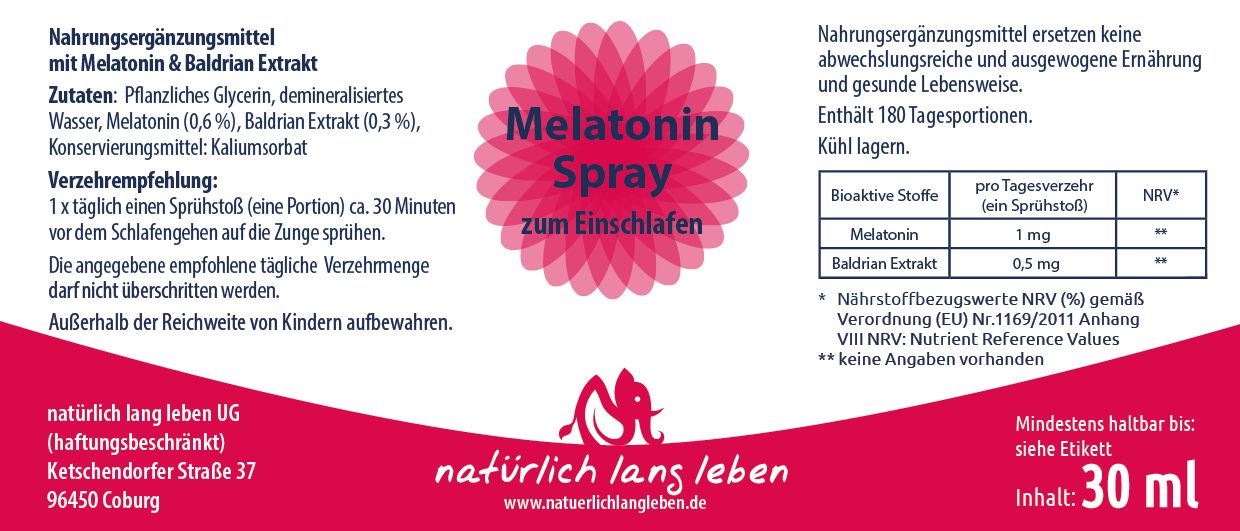 natürlich lang leben Melatonin Spray