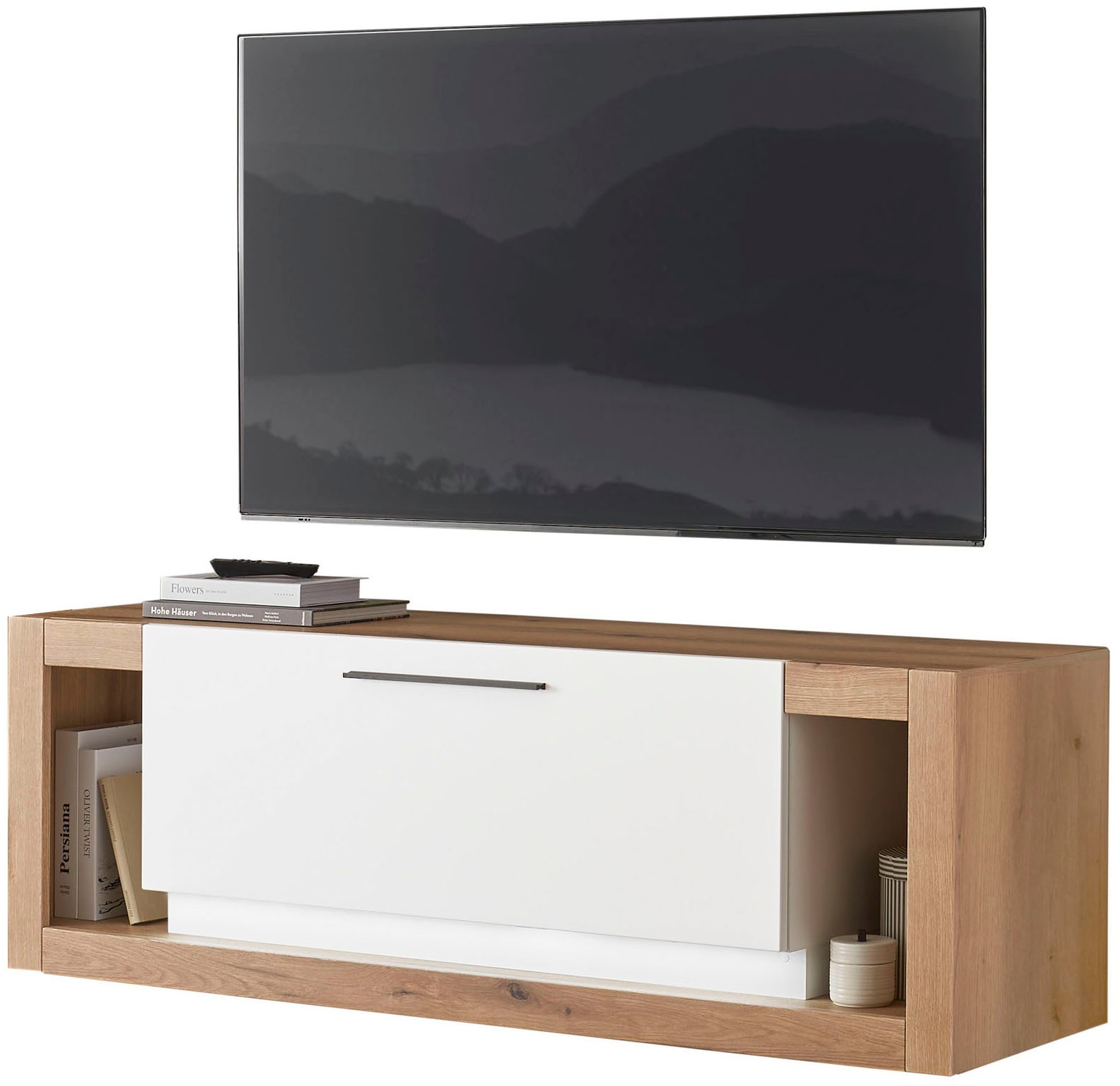 INOSIGN Lowboard »Brixen, moderner TV-Schrank, Kommode in Eiche Evoke Dekor mit Weiss« Metallgriffe, ausreichend Stauraum, vielseitig einsetzbar