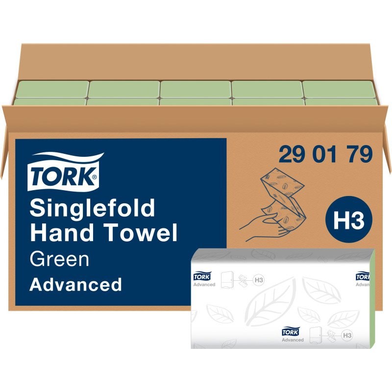 Essuie-mains pliage en V Tork H3 Advanced vert - Carton de 3750