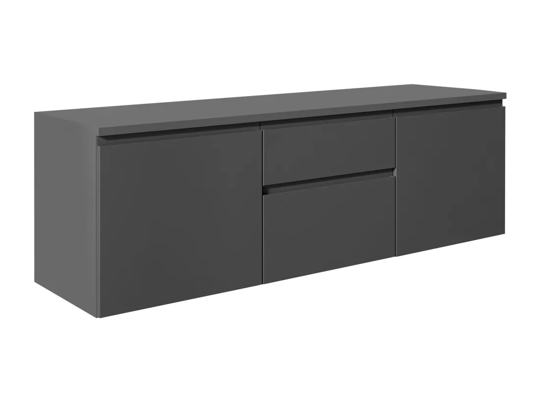 Meuble de salle de bain suspendu avec double vasque et miroirs - Gris - 150 cm - JIMENA II