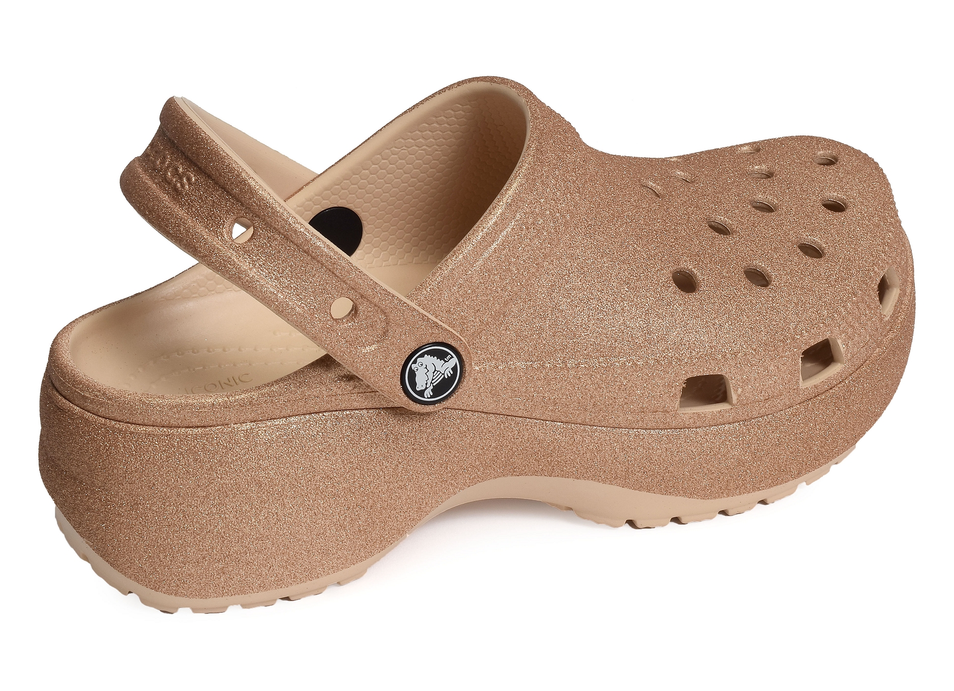 Classic platform glitter clog cuivre