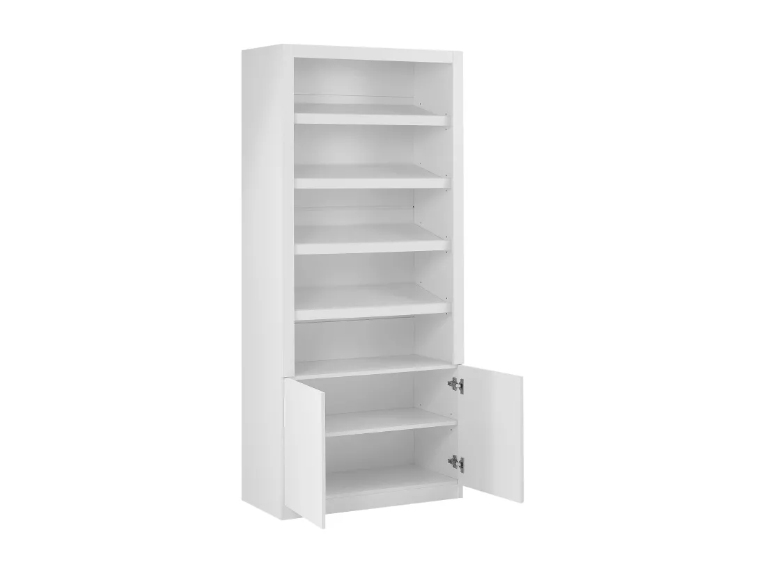 Meuble à chaussures 5 niches et 2 portes avec LEDs en MDF - Blanc - DOLMINA