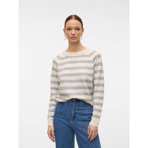 Vero Moda Doffy LS Striktrøje, Birch/Light Grey Melange, L