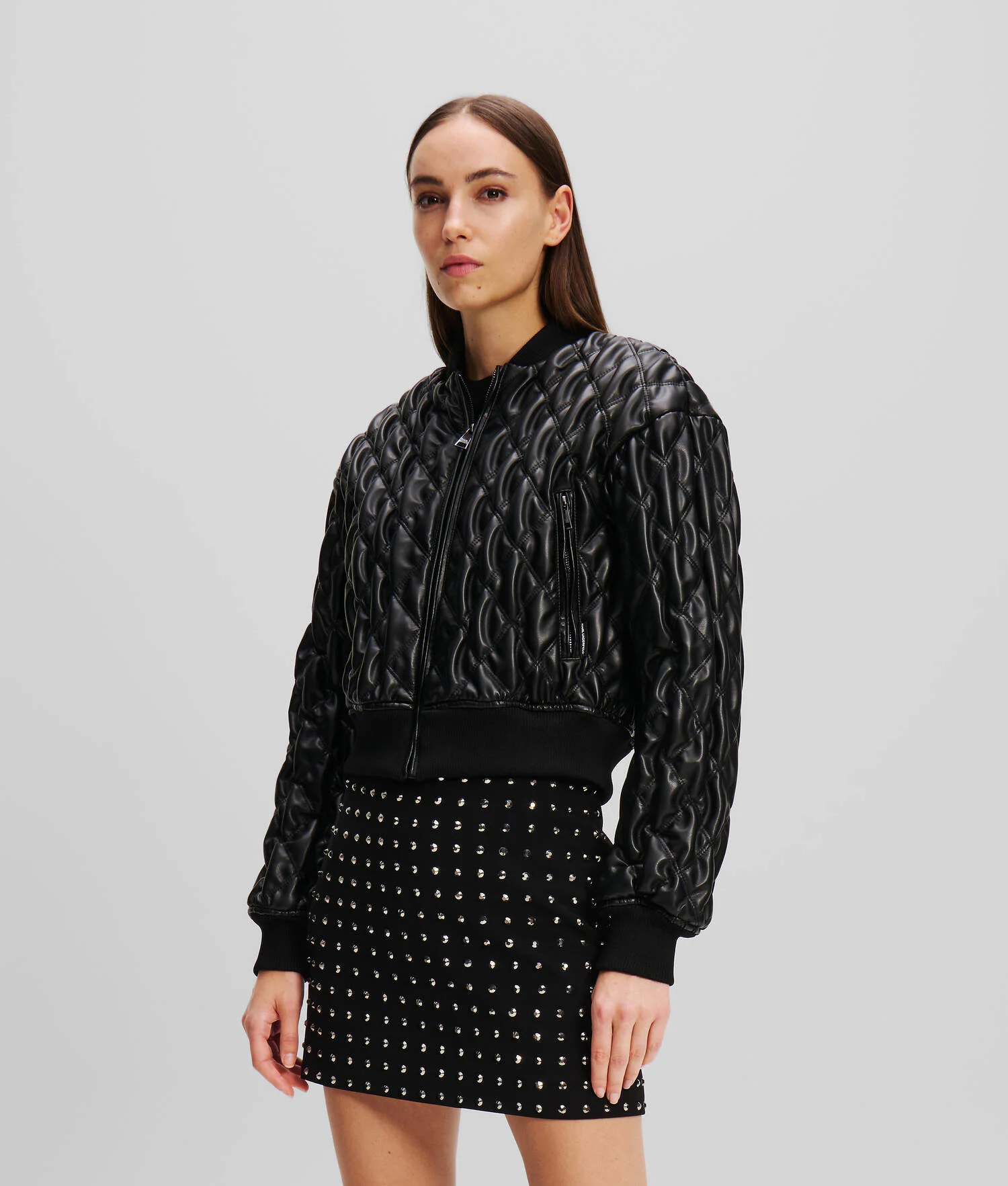 VESTE AVIATEUR MATELASSÉE EN SIMILI-CUIR