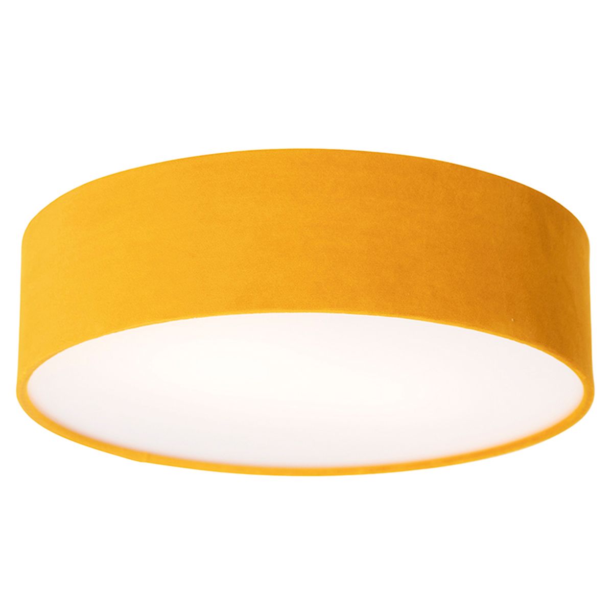 Moderne plafondlamp oker 40 cm met gouden binnenkant - Drum