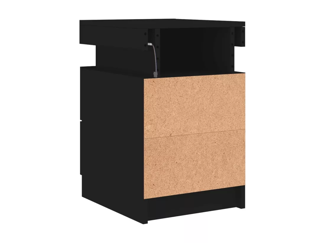 Table de chevet avec lumières LED noir 35x39x55 cm