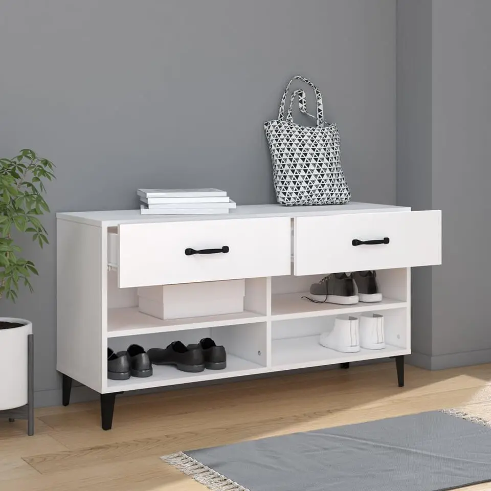 vidaXL - Schoenenrek - Wit - Bewerkt hout