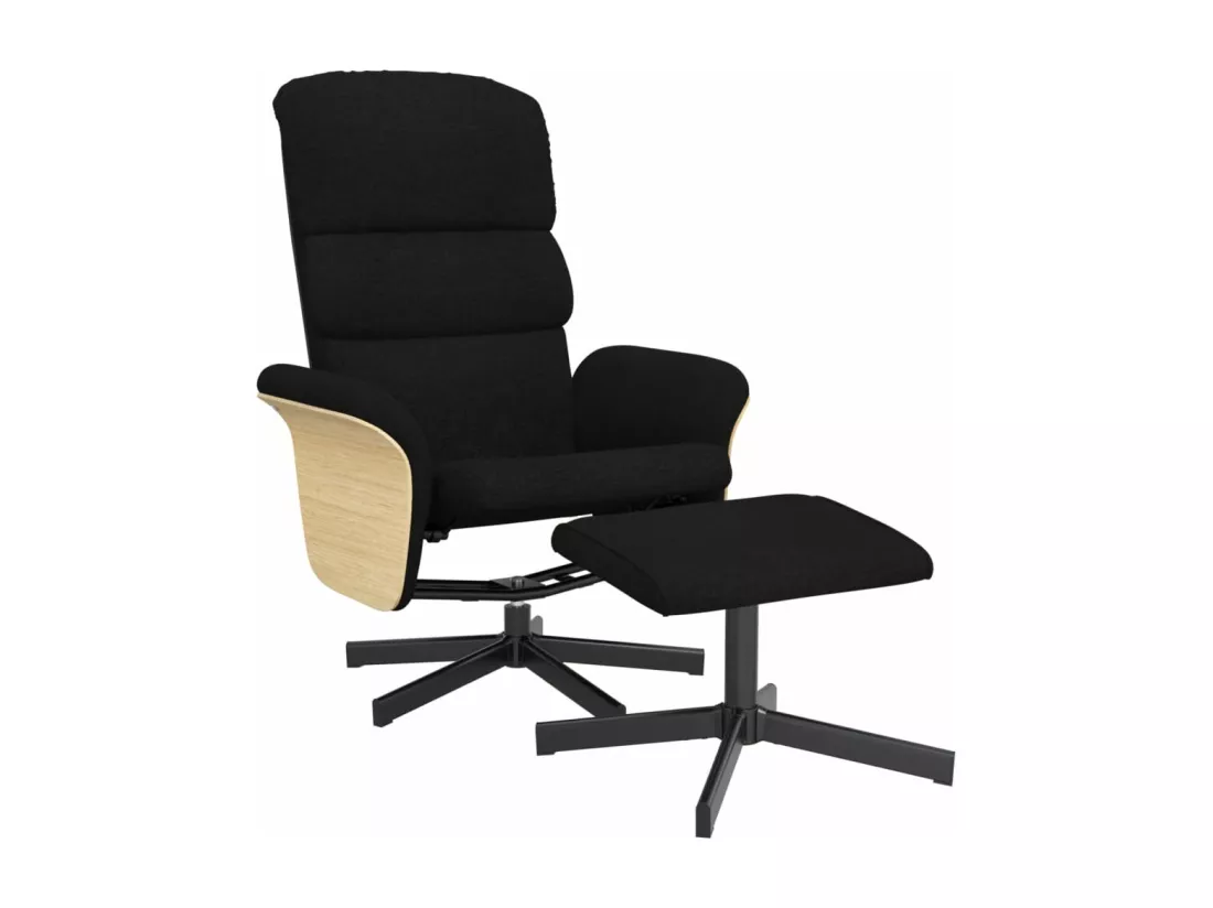 Fauteuil inclinable avec repose-pied noir tissu